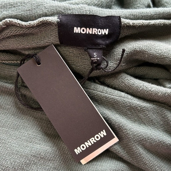 Monrow Romper Super Soft Zip Up Hooded Shorts Cactus Green Sz S NEW - Picture 12 of 15